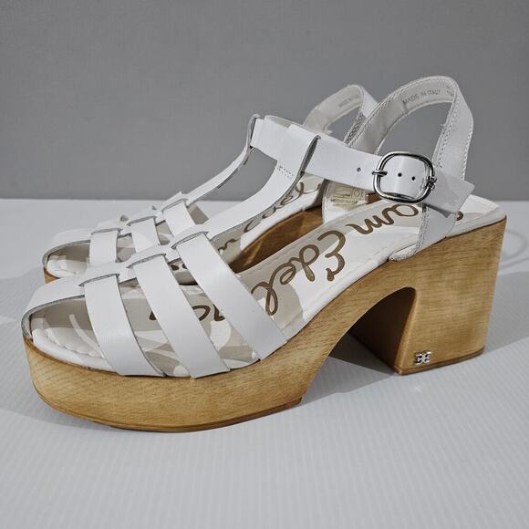 NEW Sam Edelman Margritte Sandal Fisherman Platform White Leather Size 10 - Picture 12 of 12